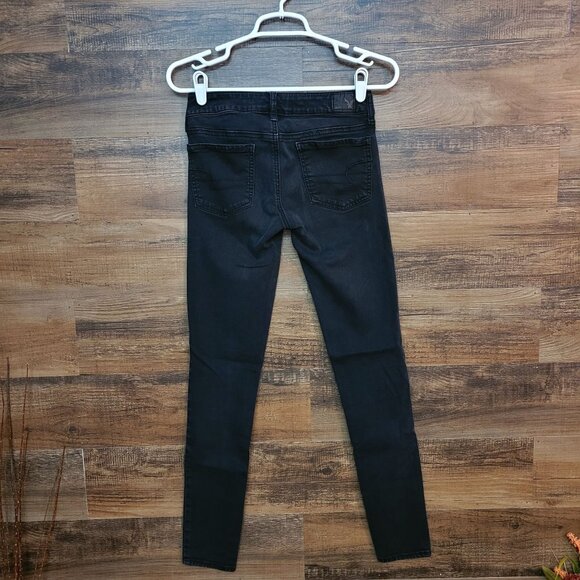 American Eagle Jeans 2 S Jegging Low Rise Super Stretch Black Wash Denim - Picture 2 of 10